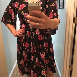 Torrid black floral flowy dress